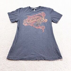 Hot‎ Leathers Shirt Womens Medium Gray Sturgis Motorcycle Rally 2016 Graphic Tee